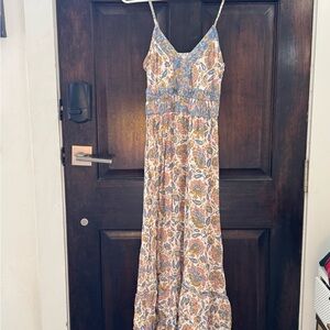 Sincerely Jules Blue and Orange Floral Maxi Dress